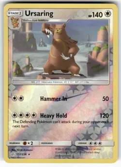 Ursaring SM - Cosmic Eclipse Reverse Holo Rare Pokemon Lightly played - Image 1