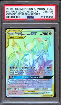 PSA 10 Pokemon Arceus & Dialga & Palkia GX Cosmic Eclipse 258/236 GEM MINT - Image 1