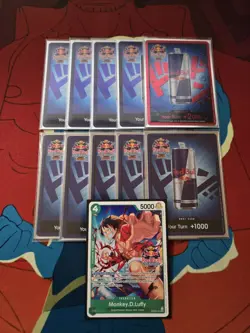 Red Bull x One Piece Card Game Double Don!! Monkey D Luffy Promo + Foil Don Set - Image 1