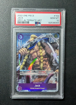 One Piece Card Game Romance Dawn Jack Alt Art OP01-102 R Rare English Psa 10 - Image 1