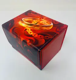 Deck Box Red w Gold Ring MTG Commander Fits 120+ Singles Flip Top Magnetic Close - Image 1
