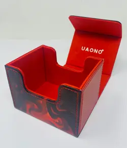 Deck Box Red w Gold Ring MTG Commander Fits 120+ Singles Flip Top Magnetic Close - Image 2