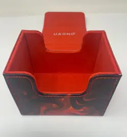 Deck Box Red w Gold Ring MTG Commander Fits 120+ Singles Flip Top Magnetic Close - Image 4