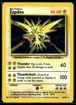1999 Pokemon Game 16 Zapdos Holo LP - Image 1