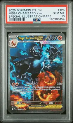 2025 Pokemon Phantasmal Flames Mega Charizard X EX Special Illus Rare PSA 10 125 - Image 1