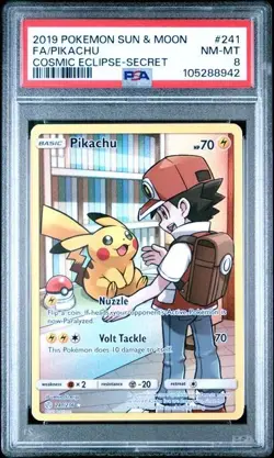 PSA 8 - 2019 POKEMON COSMIC ECLIPSE PIKACHU #241 SECRET RARE - Image 1