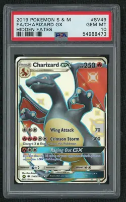 2019 Pokemon Sun and Moon Hidden Fates Charizard Gx #SV49 PSA 10 - Image 1