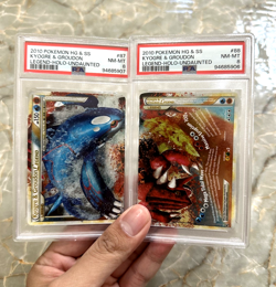 2010 Pokemon HGSS Undaunted Kyogre & Groudon LEGEND SET 87 88 PSA 8 - Image 1
