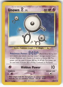 Unown [B] Neo Revelation Uncommon Pokemon Near Mint or Better - Image 1