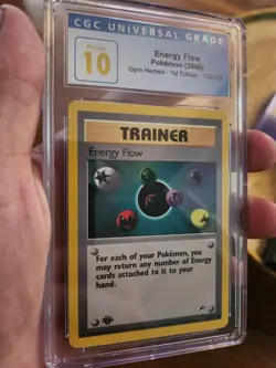 (POP 6) CGC 10 PRISTINE 2000 Pokemon Gym Heroes 1st Edition Energy Flow 122/132 - Image 1