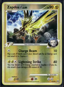 2009 Pokemon Platinum Arceus 12 Zapdos G Reverse Foil LP - Image 1