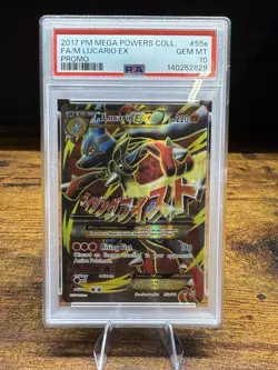 2017 Pokemon Mega Powers Collection Promo #55a Full Art/M Lucario EX PSA 10 Gem - Image 1
