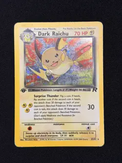 Pokemon Dark Raichu Holo TCG Card 83/82 1st Edition Secret Rare 2000 LP-MP - Image 1