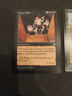 MTG Stronghold Grave Pact + Burgeoning Magic The Gathering LP 1998 WoTC - Image 2