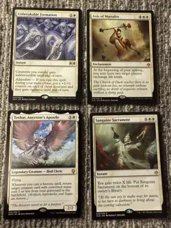 Magic The Gathering MTG White Lot 4 Axis of Mortality Teshar Sanguine Sacrament - Image 1