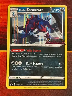 Hisuian Samurott SWSH207 Prerelease Pokemon SWSH Astral Radiance Black Star Prom - Image 1