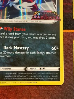 Hisuian Samurott SWSH207 Prerelease Pokemon SWSH Astral Radiance Black Star Prom - Image 5