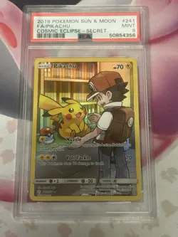 2019 Pokemon Sun & Moon Cosmic Eclipse Pikachu #241 Full Art Secret PSA 9 - Image 1