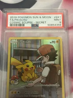 2019 Pokemon Sun & Moon Cosmic Eclipse Pikachu #241 Full Art Secret PSA 9 - Image 2