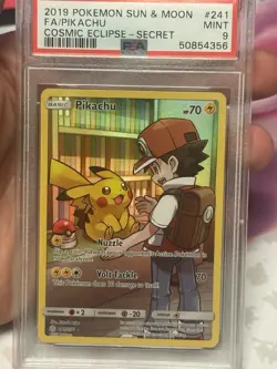 2019 Pokemon Sun & Moon Cosmic Eclipse Pikachu #241 Full Art Secret PSA 9 - Image 4