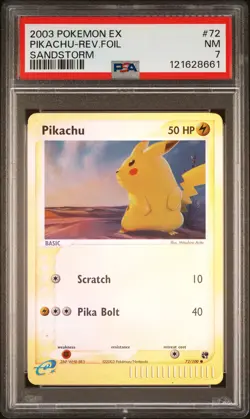 2003 POKEMON EX SANDSTORM #72 PIKACHU-REVERSE FOIL PSA 7 - Image 1