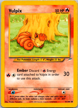 Pokemon TCG Vulpix Neo Destiny 91/105 Regular Unlimited Common - Image 1