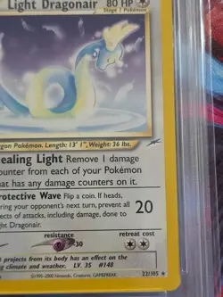 2002 Pokemon Neo Destiny Light Dragonair #22 PSA 8 - Image 4