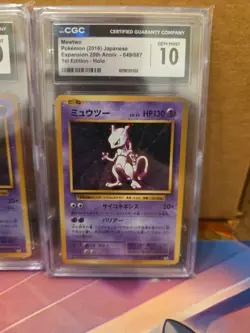 CGC 10 GEM MINT JAPANESE POKEMON 2016 MEWTWO-HOLO 049/087 20TH ANNIVERSARY CP6 - Image 1