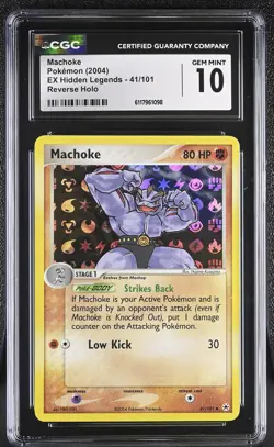 CGC 10 GEM MINT Machoke 2004 EX Hidden Legends 41/101 Reverse Holo Pokemon Card - Image 1