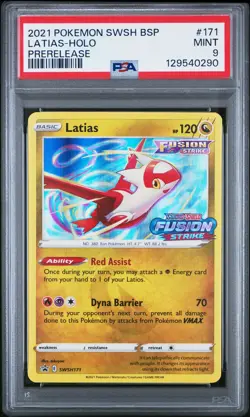 2021 POKEMON SWSH BLACK STAR PROMO PRERELEASE #171 LATIAS-HOLO PSA 9 - Image 1
