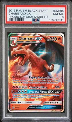 2019 POKEMON SM BLACK STAR PROMO #SM195 CHARIZARD GX PSA 8 - Image 1