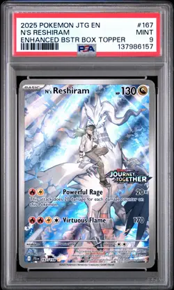2025 POKEMON JTG EN-JOURNEY TOGETHER #167 N'S RESHIRAM PSA 9 - Image 1