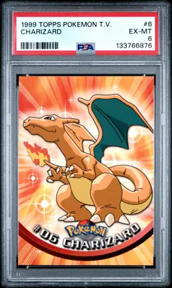 1999 TOPPS POKEMON TV #6 CHARIZARD PSA 6 - Image 1