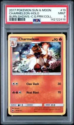 2017 POKEMON SUN & MOON BURNING SHADOWS #19 CHARMELEON-HOLO PSA 9 - Image 1