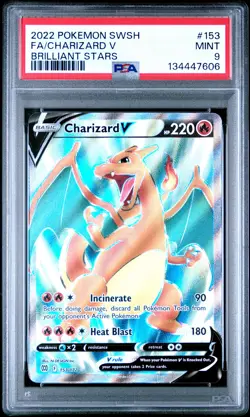 2022 POKEMON SWORD & SHIELD BRILLIANT STARS #153 FULL ART/CHARIZARD V PSA 9 - Image 1