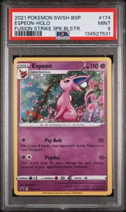 2021 POKEMON SWSH BLACK STAR PROMO #174 ESPEON-HOLO PSA 9 - Image 1