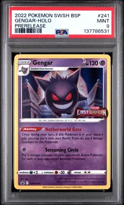 2022 POKEMON SWSH BLACK STAR PROMO PRERELEASE #241 GENGAR-HOLO PSA 9 - Image 1