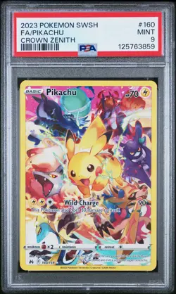 2023 POKEMON SWORD & SHIELD CROWN ZENITH #160 FULL ART/PIKACHU PSA 9 - Image 1