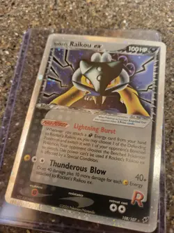 Pokemon TCG Rocket's Raikou Ex 108/107 Ex Deoxys Secret Rare Holo - Image 3