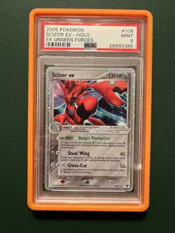 Pokemon Scizor EX Holo 108/115 Unseen Forces 2005 PSA 9 MINT #108 - Image 1