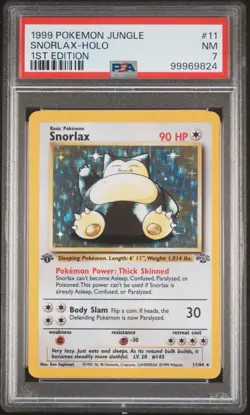 1999 POKEMON JUNGLE 1ST EDITION #11 SNORLAX HOLO RARE PSA 7 NM ENGLISH WOTC - Image 1