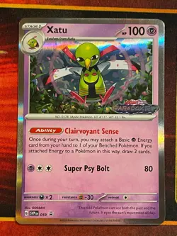 Xatu 059 Prerelease - Pokemon SV: Paradox Rift Stamp Black Star Promo - Image 1