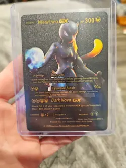 Mewtwo GX Dark Nova Premium Black Foil Fan Art Vinyl Collector Display Card - Image 1