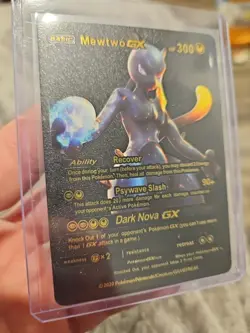 Mewtwo GX Dark Nova Premium Black Foil Fan Art Vinyl Collector Display Card - Image 2