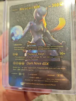 Mewtwo GX Dark Nova Premium Black Foil Fan Art Vinyl Collector Display Card - Image 3