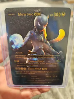 Mewtwo GX Dark Nova Premium Black Foil Fan Art Vinyl Collector Display Card - Image 4