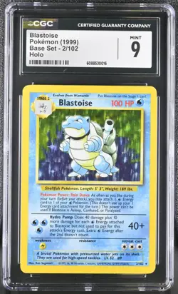 Blastoise 2/102 Base Set Holo CGC 9 Mint Vintage Pokemon Card 1999 - Image 1
