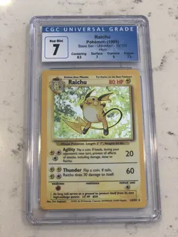Baseset Raichu 14/102 Holo Rare Pokemon Card CGC 7 Near Mint Subgrades WOTC 1999 - Image 1