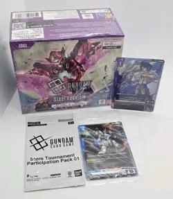 X1 Gundam Card Tcg Booster Box Steel Requiem GD03 + 3 Promos- Mikazuki Signature - Image 1
