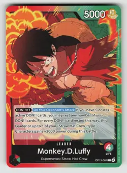 2025 One Piece TCG MONKEY D LUFFY Carrying On His Will Base Leader Card OP13-001 - Image 1